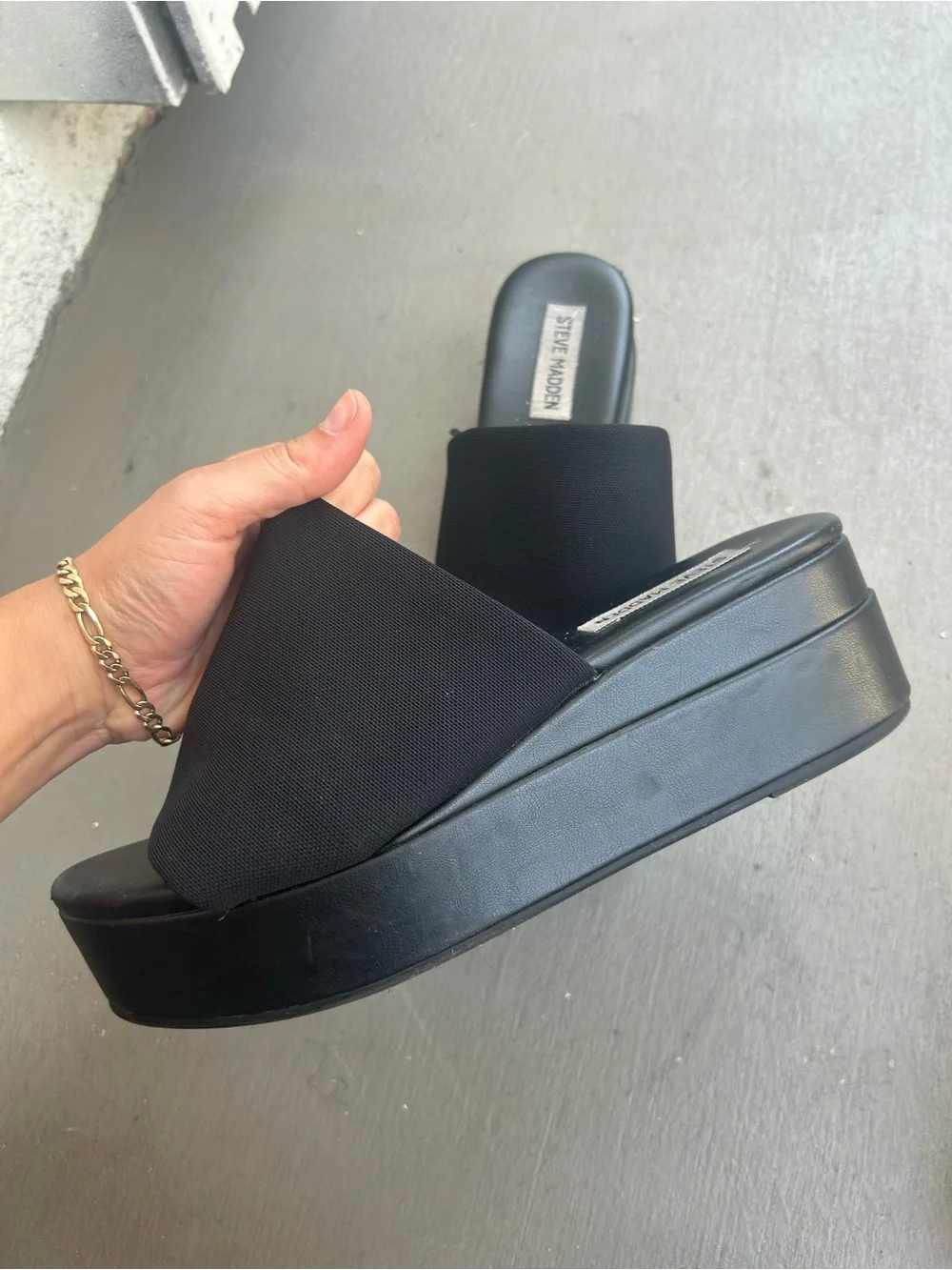 Steve Madden Black Padded Slide Sandals